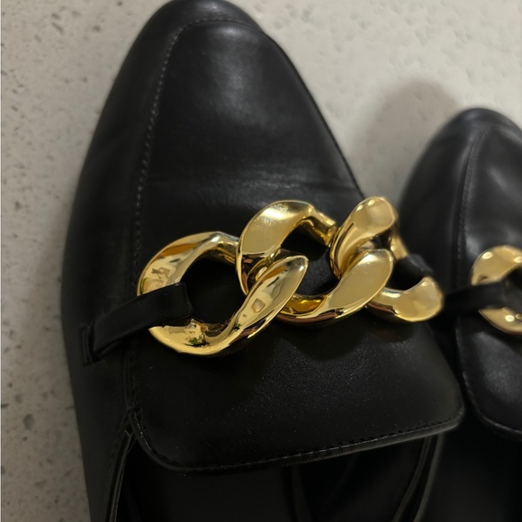 Black Loafer Flats with Gold Detailing - Picture 5 of 9